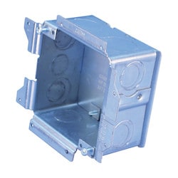 Nvent Caddy A1SF0GS | All-In-One Stud-Mounted Without Mud Ring, (8) 1/2", 3/4", (3) 1/2" Knockout Sizes, With Ground, 2 1/2"
