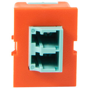 Ortronics 63700075-43 | TracJack, Workstation Module, Ceramic Sleeve, Multimode, 2-Fiber, LC Duplex, Aqua/Orange