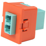 Ortronics 63700075-43 | TracJack, Workstation Module, Ceramic Sleeve, Multimode, 2-Fiber, LC Duplex, Aqua/Orange