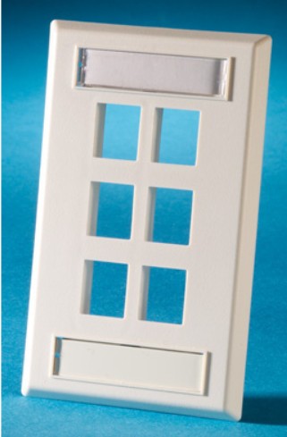 Ortronics KSFP6-99 | Single Gang Keystone Faceplate, 6 Port, WM Ivory