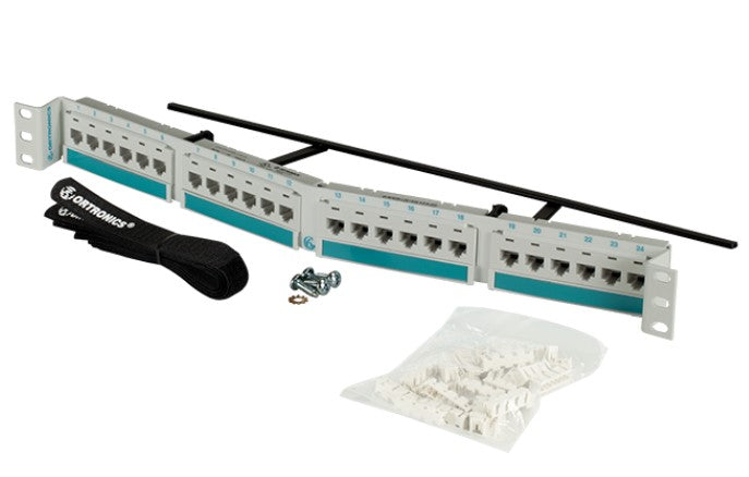 Legrand - Ortronics PHA66U24-W | Clarity 6 White Angled 24-Port Category 6 Patch Panel - High Density - Six-Port Modules - 19 In X 1.75 In