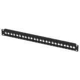 Ortronics SPKFBU24 | TechChoice, Keystone Panel, Steel, Black, 24-Port, Cat 6A, 1U, Unloaded, Flush?Mount