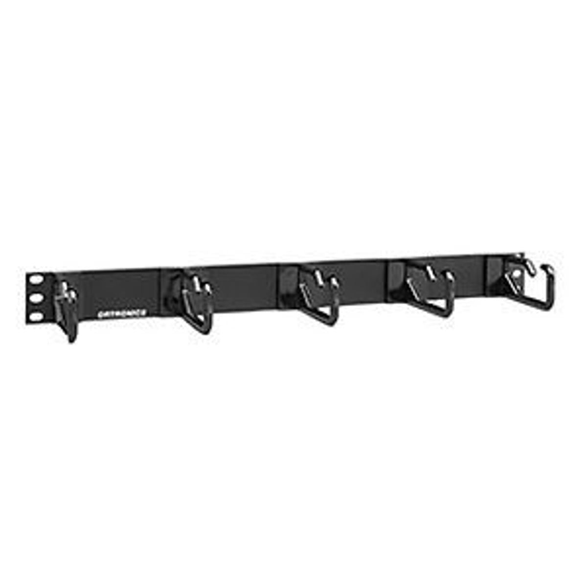 Legrand - Ortronics 808004759 | Cable Management Panel with (5) Horizontal Plastic Distribution Rings, 1RU, Black, 1.7 H x 19 W x 2.7 in. D