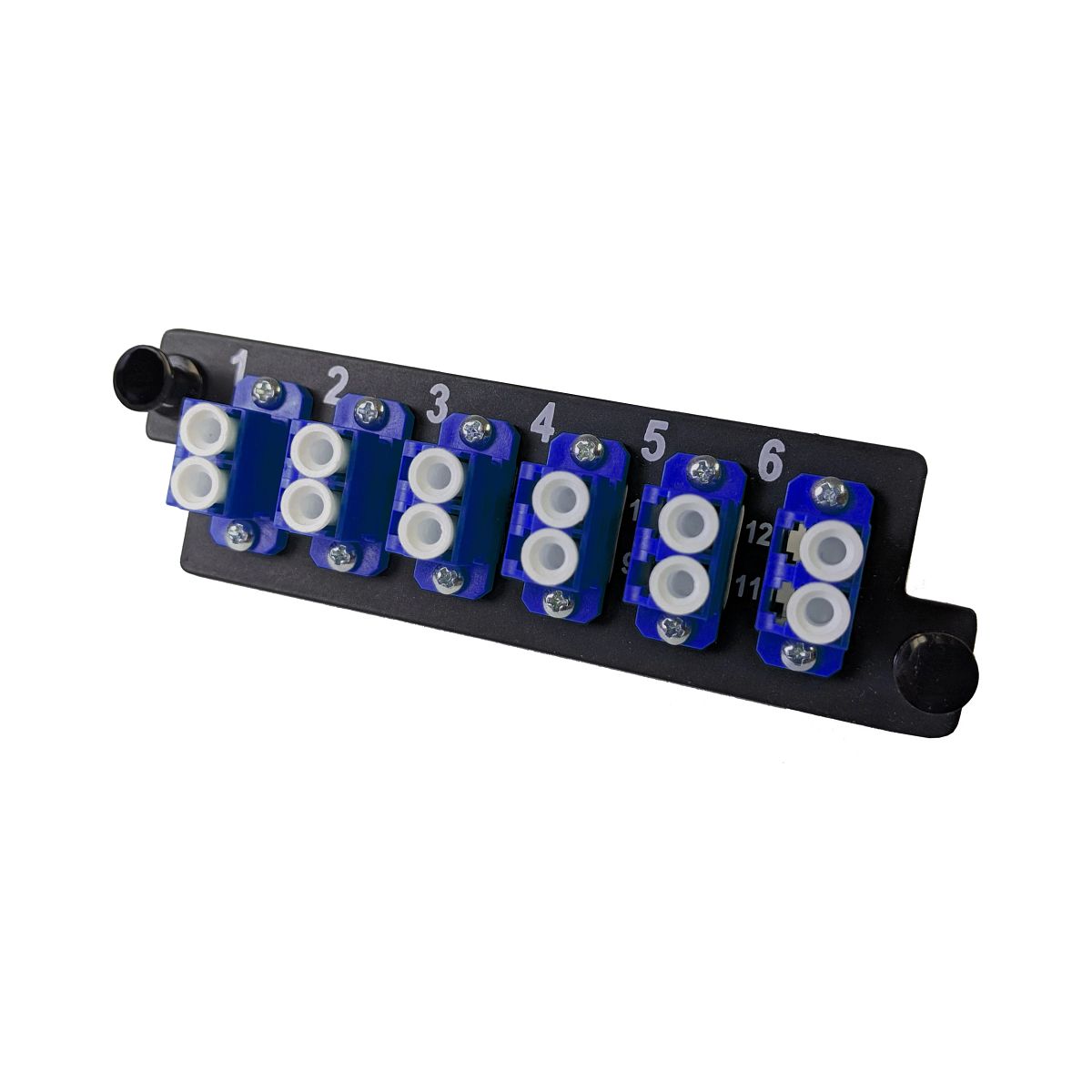 Legrand - Ortronics HDFP-LCD12AC | Panel, HD, 6/LC Duplex, Blue Adapters, Ceramic Sleeves, single mode, 1U, Black