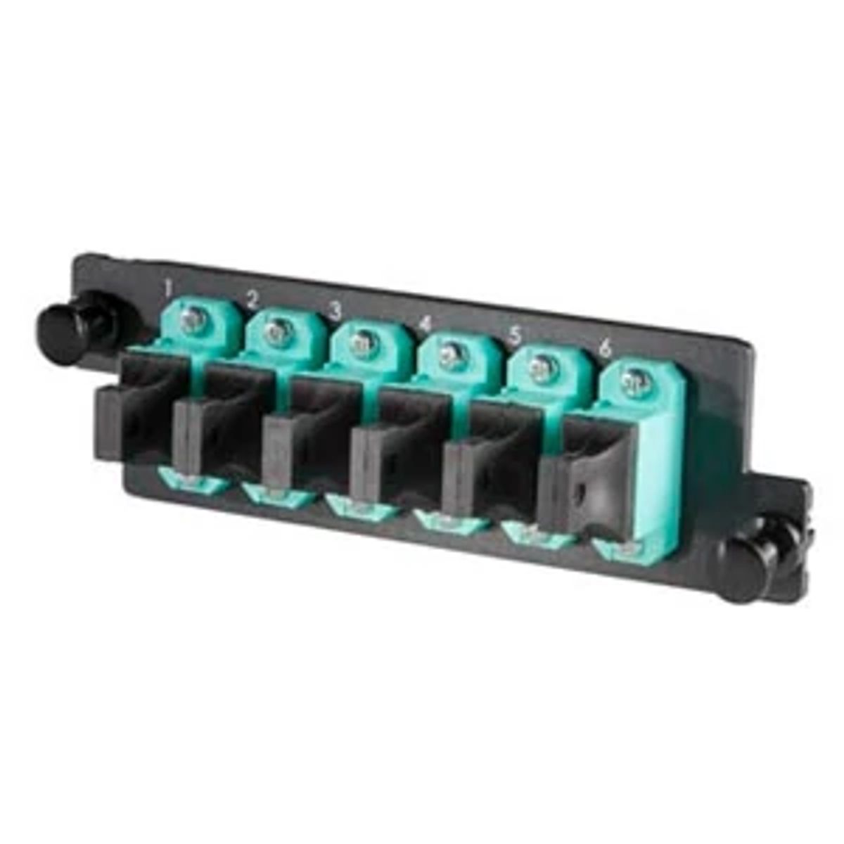 Legrand - Ortronics HDFP-MPA72LA | Infinium Series, Fiber Adapter Panel, Multimode, MPO, Feed Through, Aqua, 1 RU