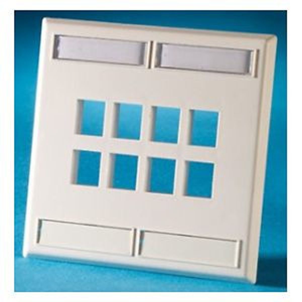 Legrand - Ortronics KSFP8 | TechChoice Plastic Faceplate, 2-Gang, Eight Keystone Jack or Module, Fog White