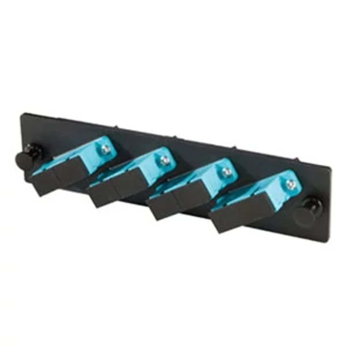 Legrand - Ortronics OFP-SCD08LC | Adapter Panel, Ceramic Sleeve, Multimode, SC Duplex, 8-Fiber, 4-Port, Aqua, 30 H x 130 W mm
