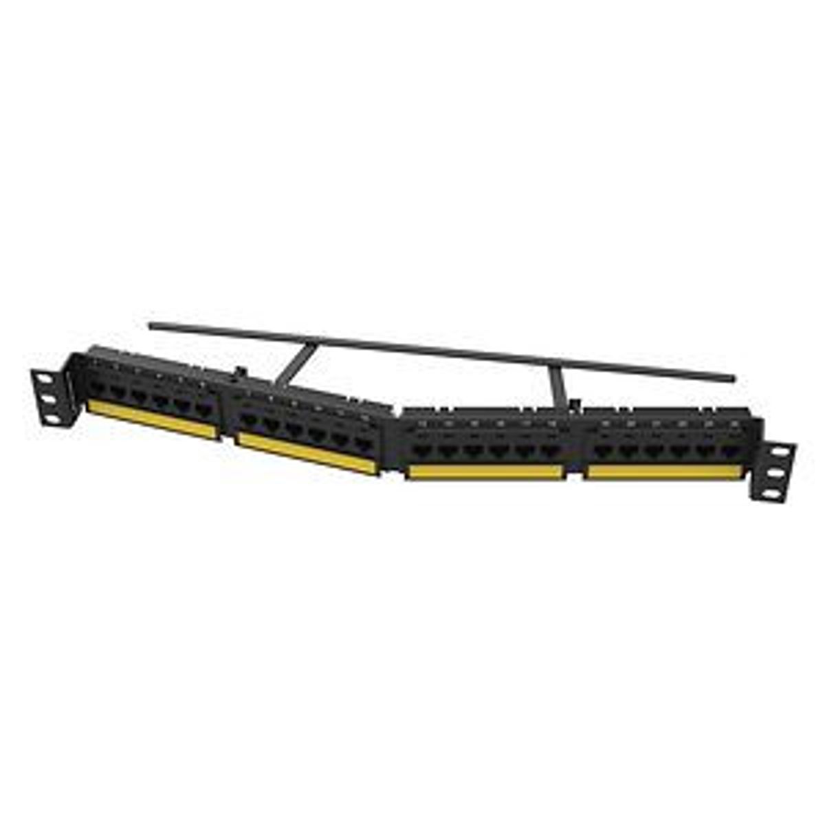 Legrand - Ortronics SPA6AU24 | Techchoice Cat 6A, 24 Port Angled Patch Panel, Black