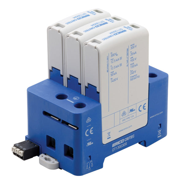 Erico DT130030R - GROUNDING - DT1 DIN Rail Surge Protection Class I+II 12.5 kA, 3+0 Mode