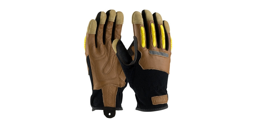 PIP 120-4200/L | Leather Gloves, Leather, Nylon, Slip-On, Brown, Large