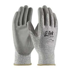 PIP 16-530/L | G-Tek PolyKor Seamless Knit PolyKor Blended Glove with Polyurethane Coated Flat Grip on Palm & Fingers, Salt & Pepper, Large
