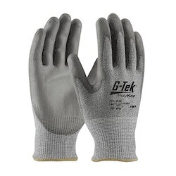 PIP 16-560/M | G-Tek PolyKor Seamless Knit PolyKor Blended Glove with Polyurethane Coated Flat Grip on Palm & Fingers, Gray, Medium
