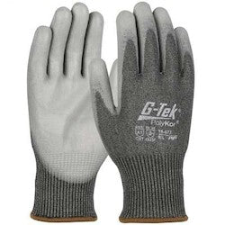 PIP 16-573/L | G-Tek Seamless Knit PolyKor Blended Glove with Polyurethane Coated Flat Grip on Palm & Fingers