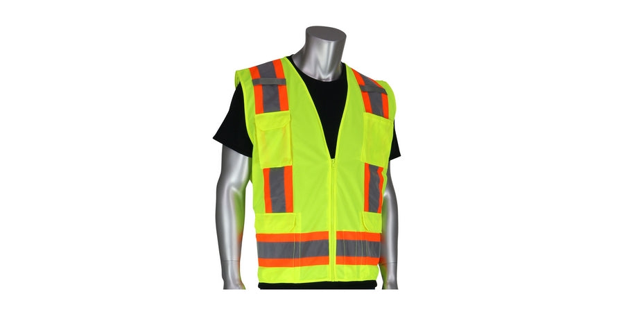 PIP 302-0500S-ORG2X | Surveyors Vest, 2X-Large, Hi-Vis Orange, Polyester Solid