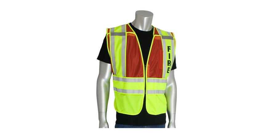 PIP 302-PSV-RED2X5X | Safety Vest, 2X-Large to 5X-Large, Hi-Vis Yellow/Red, Unisex