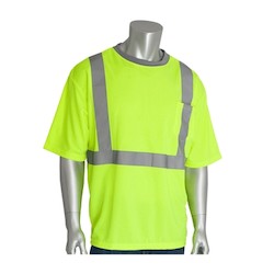 PIP 312-1200-LY/L | ANSI Type R Class 2 Short Sleeve T-Shirt, Hi-Vis Orange, Large