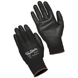 PIP 33-B125/M | G-Tek Seamless Knit Nylon Blend Glove with Polyurethane Coated Flat Grip on Palm & Fingers - Touchscreen, Black, Medium