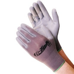 PIP 33-G125/L | G-Tek Seamless Knit Nylon Blend Glove with Polyurethane Coated Flat Grip on Palm & Fingers - Touchscreen, Gray, Large