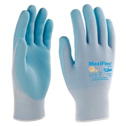 PIP 34-824/M | MaxiFlex Active Seamless Knit Nylon Glove with Ultra Lightweight Nitrile Coated MicroFoam Grip - Touchscreen, Light Blue, Medium