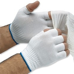PIP 40-732/M | CleanTeam Medium Weight Seamless Knit Nylon Clean Environment Glove - Half-Finger, White, Medium