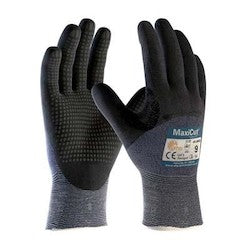 PIP 44-3445/L | MaxiCut Ultra DT Seamless Knit Engineered Yarn Glove with Premium Nitrile Coated MicroFoam Grip - Micro Dot Palm, Blue, Large