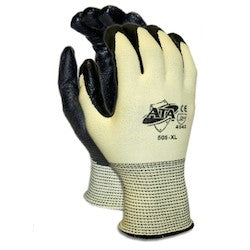 PIP 505-M | G-Tek PolyKor Polykor Glove with Black Nitrile Coated Flat Grip on Palm & Fingers, Yellow, Medium