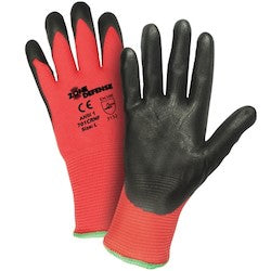 PIP 701CRNF/L | G-Tek Economy Seamless Knit Nylon Glove with Nitrile Coated Foam Grip on Palm & Fingers - 15 Gauge, Red, Large