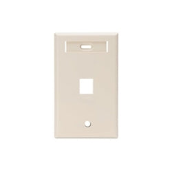 Leviton Manufacturing Co 42080-1TS | Single-Gang QUICKPORT Wallplate with ID Window, 1-Port, Light Almond