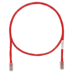 Panduit UTPCH3RDY | Copper Patch Cord, STP, Category 5e, Black Boots, Pan-Plug Modular Plugs, T568A Wiring, Red Jacket, 3 Feet