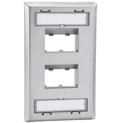 Panduit CFPSL4S | Mini-Com, Stainless Steel, Recessed, 4 Port, Faceplate