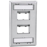 Panduit CFPSL4S | Mini-Com, Stainless Steel, Recessed, 4 Port, Faceplate