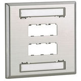 Panduit CFPL6S-2GY | Mini-Com, Double Gang, Stainless Steel, Faceplate, With Label 6 Port