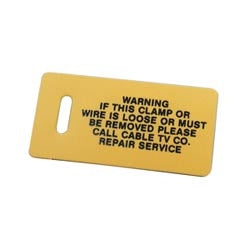 Panduit PT-GND Ground Warning Tag, 2.75";x1.38"; with slot, ’;Warning?’;, 100 tags/pk, Black/Yellow