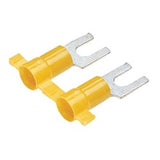 Panduit PV14-8FB-3K | Reel Smart PV14-8FB-3K Fork Terminal, Blue, Vinyl, 14-16 AWG, #8 Stud, PK3000