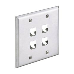 Panduit CFP4S-2GY | Faceplate, 4 Port, Double Gang, Stainless Steel
