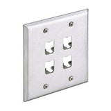 Panduit CFP4S-2GY | Faceplate, 4 Port, Double Gang, Stainless Steel
