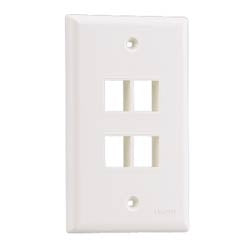 Panduit NK4FNEI | NK 4-Port, Single Gang, Flush Mount Vertical Faceplate, Electric Ivory