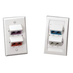 Panduit CFPSL4IWY | Faceplate, 4 Port, Classic, Sloped, Off White, RoHS Compliant