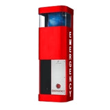 Talkaphone ETP-WM-RD | Painted Red Stainless Steel Wall Mounted Phone Station With Integrated Blue Light/Strobe And Faceplate Light, 120 V Ac. Specify Lettering On Sides With Order