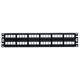 Panduit NKFP48Y Patch Panel, Keystone Module, Flat, 48-Port, 2U, T568A/B Wiring, 19"; Width x 1.04"; Depth x 3.47"; Height, Stainless Steel/ABS Plastic, Black
