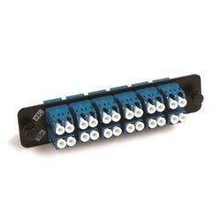 Commscope PNL-BK-024-SFA-LC02-BL-NS | 760148361 Adapter Panel, 1000-Type, Teraspeed Single-mode LC, 24 Fiber, Blue Duplex Adapter, No Shutter, Single Pack, Black Panel