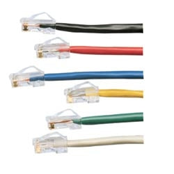 Panduit UTPCH1BLY | Copper Patch Cord, STP, Category 5e, Black Boots, Pan-Plug Modular Plugs, T568A Wiring, Black Jacket, 1 Foot