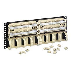 Panduit P110B100R4WJY | Two 100 Pair 110 Bases Pre-Mounted To 19 Rack Mount Panel W/Jumper Trough