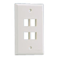Panduit NK4FNIW | NK 4-Port, Single Gang, Flush Mount Vertical Faceplate, Off White