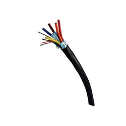 Belden 1415R Multi-Conductor Cable. 24 AWG stranded (7x30) TC conductor, polyolefin insulation, individually shielded Beldfoil (100% coverage) numbered/color-coded PVC jackets, jackets and shields bonded to strip, overall Beldfoil shield and 18 AWG TC dra