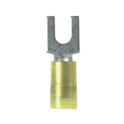 Panduit PN10-14F-L Fork Terminal, Nylon Insulated, 12, 10 AWG, 1/4"; Stud Size, Pack of 50
