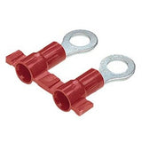 Panduit PV18-8RB-3K | Reel Smart PV18-8RB-3K Ring Terminal, Red, Vinyl, 18-22 AWG, #8 Stud, PK3000