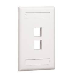 Panduit NK2FEIY | NK 2-Port, single gang, flush mount Faceplate With labels, Electric Ivory