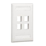 Panduit NK4FEIY | NK 4-Port, single gang, Flush Mount Vertical Faceplate With Labels, Electric Ivory