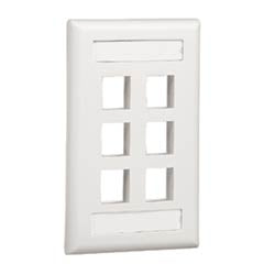 Panduit NK6FWHY | NK 6-Port, single gang, Flush Mount Vertical Faceplate With Labels, White